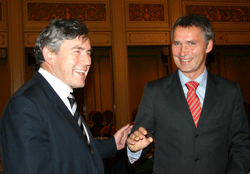 Statsminister Stoltenberg og Storbritannias finansminister Gordon Brown