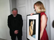 Kulturminister Anniken Huitfeldt presenterer Grottens nye beboer, Jon Fosse, 16. mai 2011. Foto: KUD/Karen Moe Møllerop