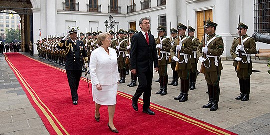 Prime Minister Stoltenberg met with president Bachelet in Santiago.
