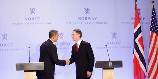 Prime Minister Stoltenberg and President Obama. Photo: Per Thrana