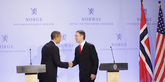 Prime Minister Stoltenberg and President Obama. Photo: Per Thrana