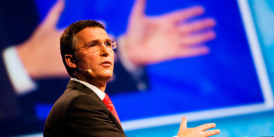 Jens Stoltenberg på NHO-konferansen 2009. Foto: Scanpix