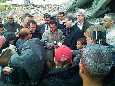 Utenriksminister Jonas Gahr Støre i Gaza. Foto: Haakon Svane, UD