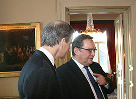 Utenriksminister Støre og formann for Grønlands landsstyre, Kuupik Kleist. Foto: MB Haga, UD