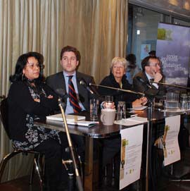 F.v. Maryam Azimi, Daniel Korski, Astrid Suhrke og Espen Barth Eide (Foto: Jørgen Furuholt)