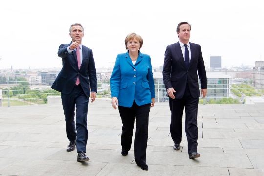 Jens Stoltenberg, Angela Merkel og David Cameron