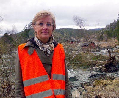 Sigrid Hjørnegård ved rasområdet i Namsos.