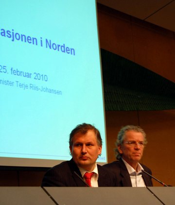 olje- og energiminister Terje Riis-Johansen og administrerende direktør i Stantnett, Auke Lont