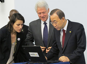 Til stede var blant andre FNs generalsekretær Ban-Ki Moon og USAs tidligere president Bill Clinton. Foto: E.Lydersen/FN-delegasjonen
