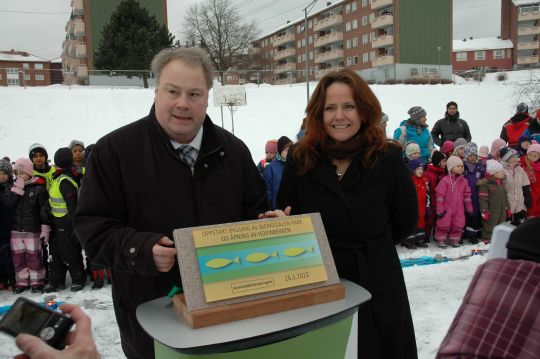 Statssekretær Heidi Sørensen og byråd Bård Folke Fredriksen. Foto: Gard Nybro Nielsen